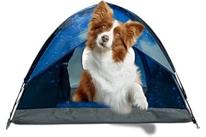 ASFANES Outdoor Waterproof Pet Camping Tent, Cave Bed for Indoor Cats and Small Dogs, Portable Cat House Dog House, 39.3x39.3x23.6'', Navy Blue, L.