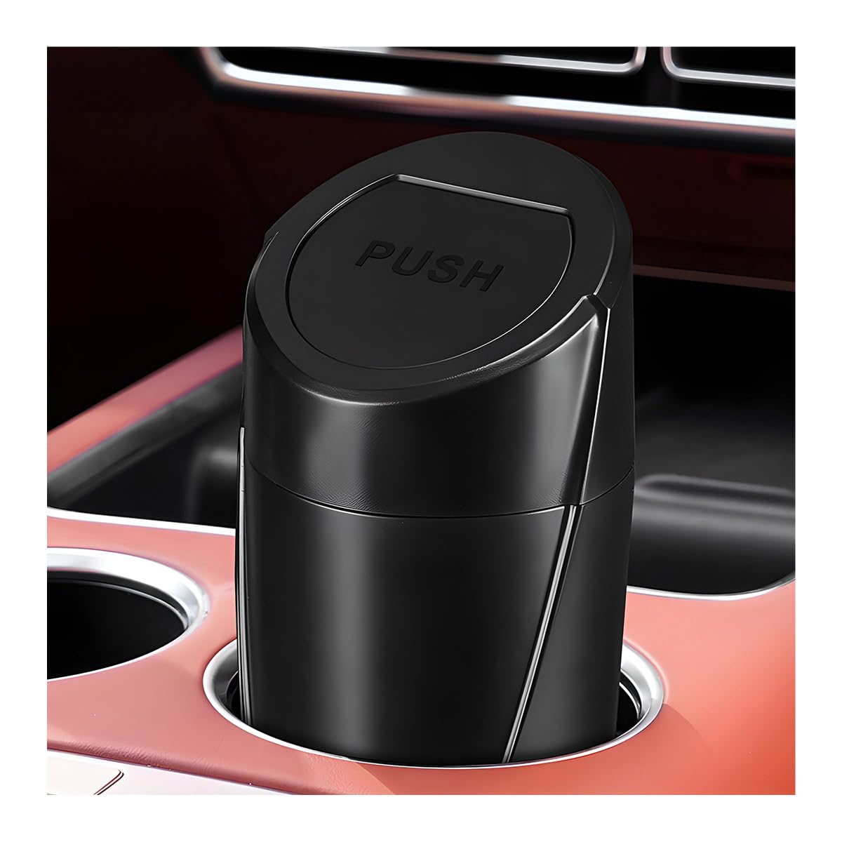 Photo 1 of Wevdn Car Trash Can Bin with Lid, Mini Leakproof Vehicle Side Door Cup Holder Trash Can with Lid, Multipurpose Organizer Portable Garbage Bin for Cup Holder Car Home Office (Black)