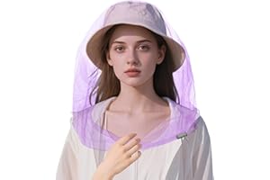 JAYRUIMICE Oversized Mosquito Net 42 x 25 Inches Ultra Large Mosquito Head Net Face Neck Fly Mesh Netting Fits All Hats for Outdoor Camping Hiking Fishing Gardening Safari(Light Purple)