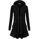Miusey Womens Zip Up Long Hoodie Jacket Lightweight Tunic Sweatshirt Open Front Cardigan