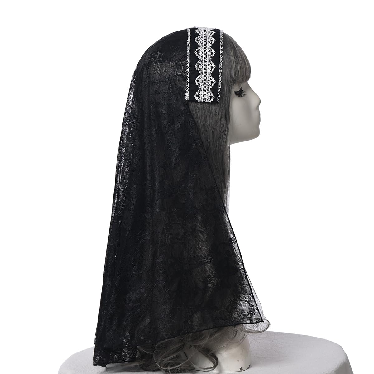 BPURB Nun Costume Cosplay Headpiece Accessories Nun Hat for Halloween Carnival Party Role Play (Black-5)