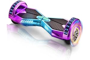 WEELMOTION 8“Off-Road Chrome Hoverboard, Dual 300W Motor All Terrain Hover Board with Vibrant LED Lights, 8 inch Shining Whee