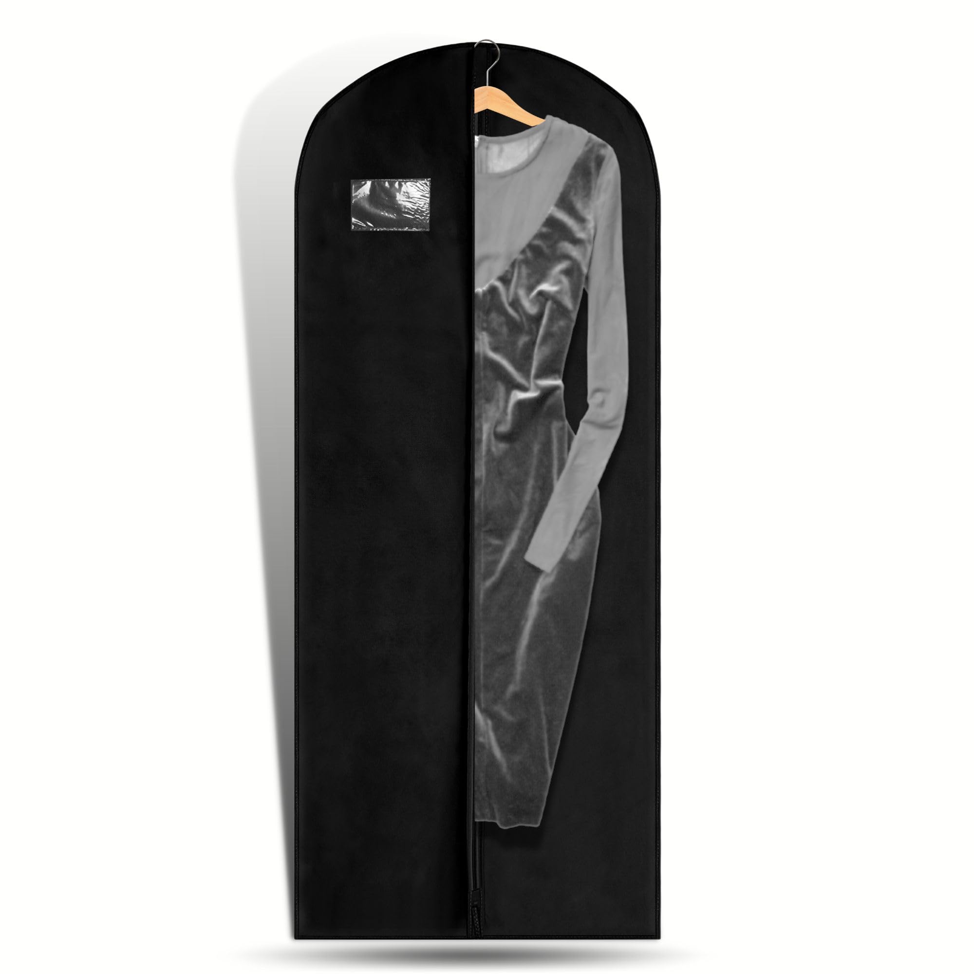 Hoesh UK Women Black 72 Inches Breathable Bridesmaids Long Zip Wedding Gown Dress Travel Storage Garment Cover Bag