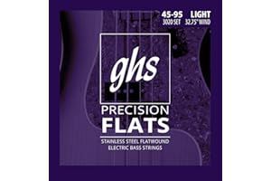 GHS Strings 3020 Short Scale 4-String Bass Precision Flats, Stainless Steel Flatwound, 32.75" Winding, Light (45-95)