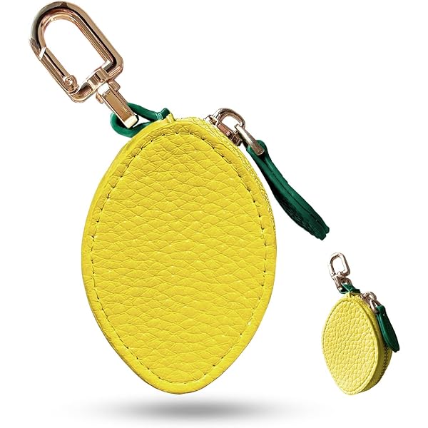 Fruit Leather Coin Purse Keychain – Mini Zipper Pouch For Coins, Keys, Bag Charm (Orange, Strawberry, Etc.)