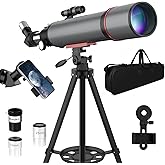 Telescope for Adults High Powered, 90mm Aperture 600mm Professional Refractor Telescopes for Kids & Beginners, Magnification 180X, Gifts for Planet Observation with Phone Adapter Tripod & Carry Bag