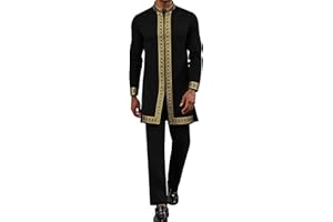 Mens African 2 Piece Set Long Zipper