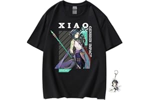 SODAMEOW Genshin Impact Shirt for Women Men Unisex Casual Anime Kawaii Costume Black Genshin T-Shirt Furina Scaramouche