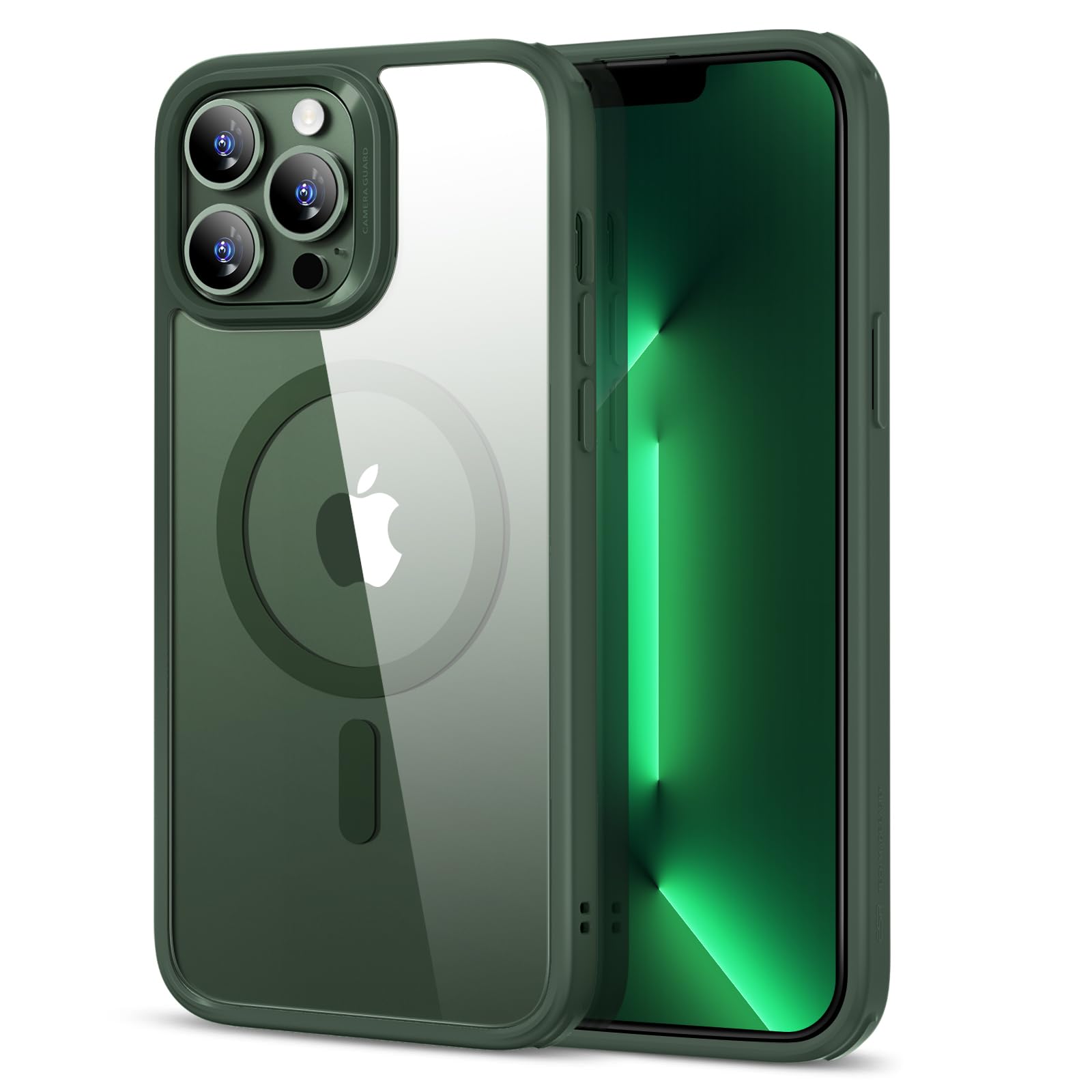 Photo 1 of ESR for iPhone 13 Pro Case, Compatible with MagSafe, Shockproof Military-Grade Protection, Yellowing Resistant, Magnetic Phone Case for iPhone 13 Pro, Classic Hybrid Case (HaloLock),Clear Green