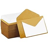 140 Mini Envelopes With White Blank Note Cards, Mini Envelopes 4"x 2.7" For Business Cards, Gift Cards (Gold)