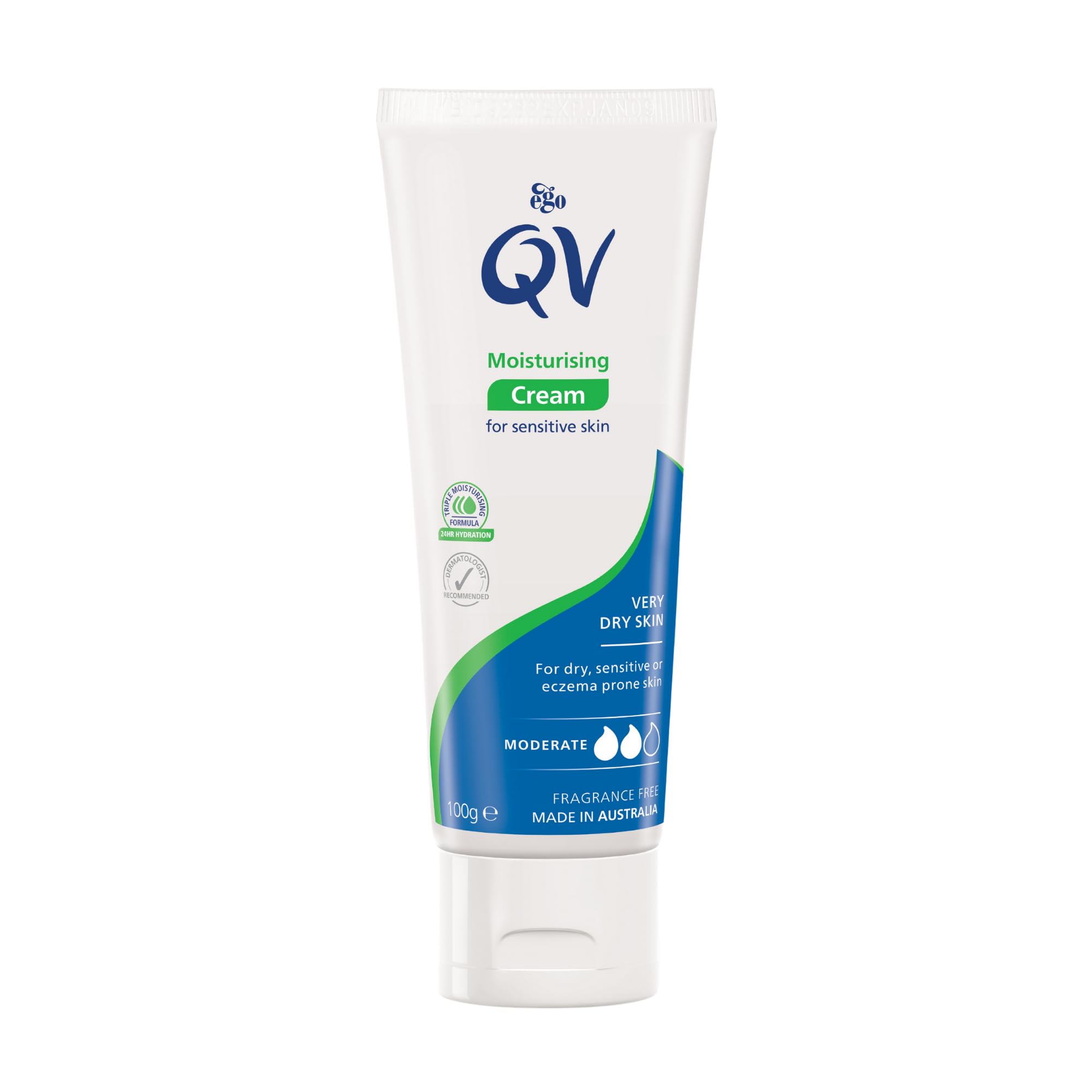 QV Cream with 10% Glycerin (100g) Rich Protective Moisturiser for Sensitive, Dry Skin, Fragrance Free, Noncomedogenic Body Cream, Hydrating Skin Care for Eczema, Psoriasis, Dermatitis, Tube โ image 1
