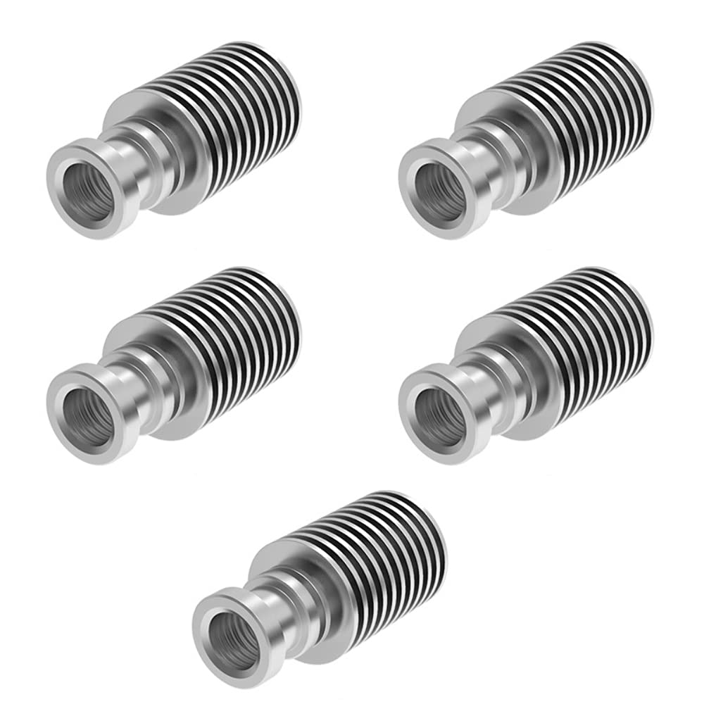 DollaTek 5Pcs V6 Remote All-Metal Long Distance HeatSink Pipe 1.75mm/3mm Feeding for 3D Printer Remote J-Head Extruder Radiator - Silver