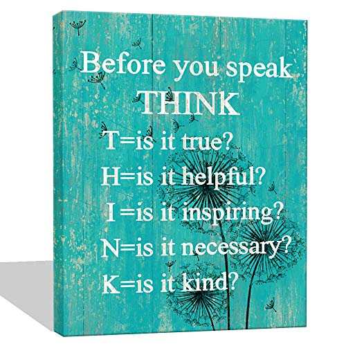Visual-Art-Decor-Inspirational-Before-You-Speak-Think-Sign-Canvas-Prints-Wall-Art-Framed-and-Stretched-Motivational-Quotes-for-Classroom-Home-Office-Bedroom-Living-Room-Decoration-01-Teal-16x20
