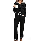 KIOMEKO Women's Pajama Sets Long Sleeve Button Down Sleepwear Nightwear Soft Pjs Lounge Set S-XXL