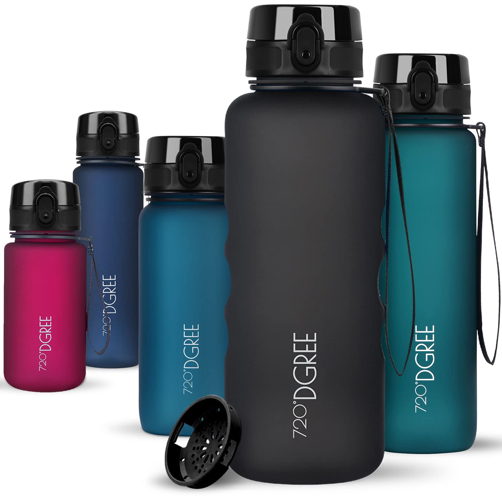 720°DGREE Water Bottle 1.5l “uberBottle“ softTouch +Sieve - BPA-Free, Leakproof, Reusable Drinking Bottle - XL Sports Bottle for all Day Hydration, Gym, Fitness, Office, University, Hiking, Travel — image 1