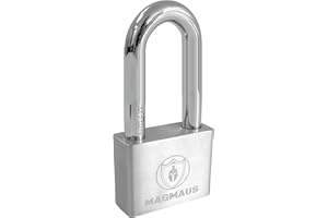 Magmaus® PDE/50 Heavy Duty Lock with 3 Keys [Anti Cut Shackle] - [Stainless Steel] Weatherproof Padlock for Outdoor Use - Ideal for Storage Unit, Shipping Container, Gate