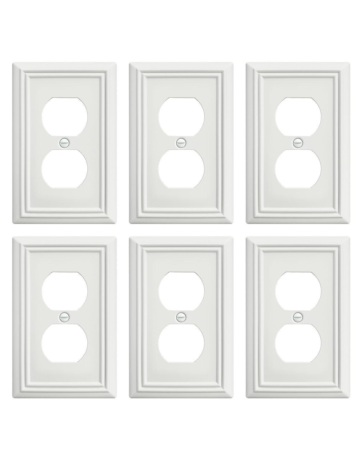 View 1 of ***MISSING 1 OF 6*** ZILLSEA 6-Pack Duplex Outlet Cover, Metal Wall Plate for Receptacle, Light Switch, Decorative Off White Outlet Cover Plate, 3.15''*4.88, Midsize