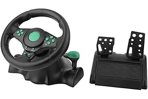 heaven2017 180 Degrees Rotation ABS Gaming Vibration Racing Steering Wheel with Pedals for Xbox 360 PS2 PS3