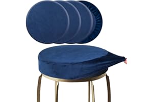 SINOSSO 4 Pcs Bar Stool Covers, Super Soft Velvet Dia.15.5"-18" Round Stretchy Washable Dustproof Slipcover for Upholstered Furniture (L, Navy Blue,4 Counts)
