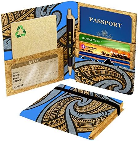 Green Banana Eco-Leather Passport Travel Wallet (Tribal Blue)