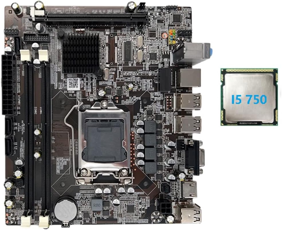 Wresetly H55 LGA1156 Desktop Motherboard DDR3 with I5 750 CPU
