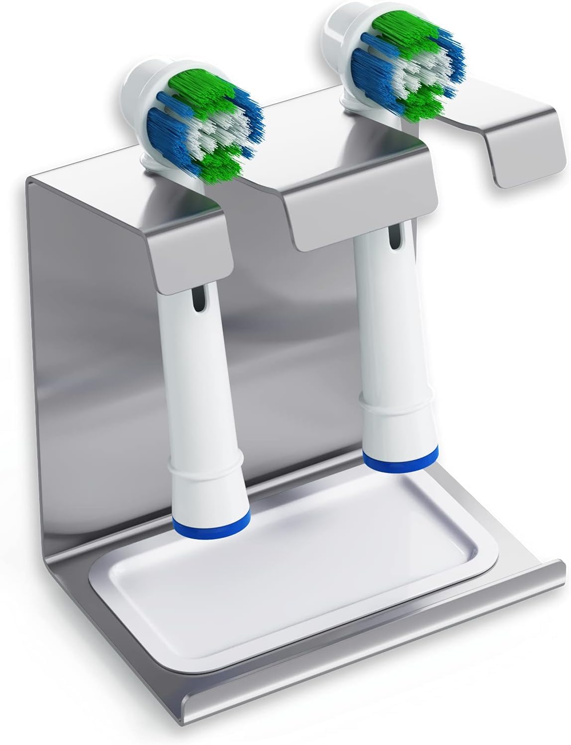 WIETRE stainless steel toothbrush holder with drip tray | compatible with Oral-B, iO, Philips Sonicare, Waterpik | toothbrush holder toothbrush head brush head holder (2 pcs.)