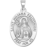 PicturesOnGold.com Saint Juliana Falconieri Religious Medal - 1/2 X 2/3 Inch Size of Dime, Sterling Silver