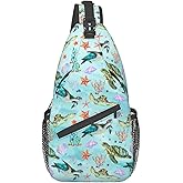BCQJNB Sea Turtle Beach Cute Sling Backpack Crossbody Shoulder Bag Travel Hiking Daypack Gifts