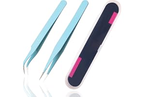 ARVAKR 2 Pieces Sticker Tweezers, Cute Craft Tweezers for Stickers, Scrapbooking, Vinyl, Lashes, Electronics, Turquoise
