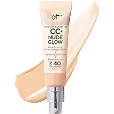 IT Cosmetics CC+ Nude Glow - Lightweight Foundation & Brightening Glow Serum with SPF 40, Medium Coverage, Formulated With Ni
