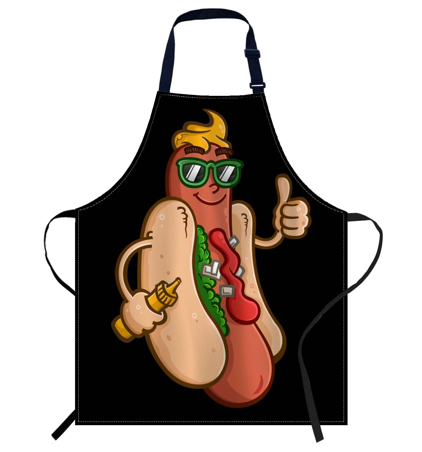 Smooffly Funny Hot Dog Apron Adjustable Bib Chef Aprons Cooking Apron Unisex Women Men Aprons Perfect for Home Kitchen, Baking, Gardening, Restaurant, Coffee house BBQ