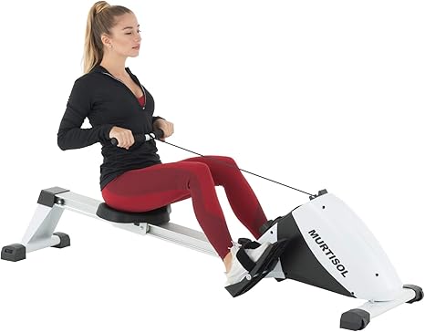 Murtisol Magnetic Rowing Machine Folding Rower with 10 Resistance Levels,LCD Display and Ultra-Quiet Aluminum Slide Rail,Cardio Fitness Equipment for Home