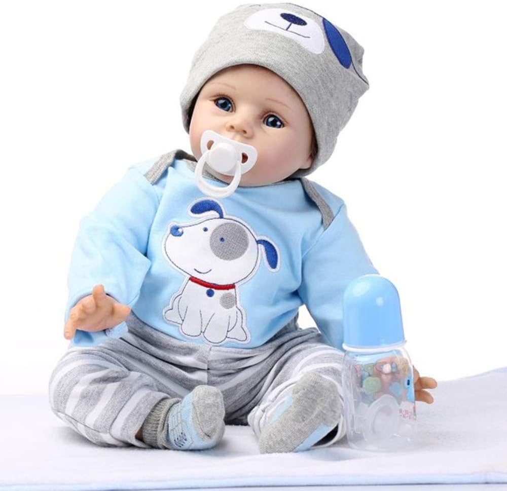 Ziyiui Poupee Bebe Reborn Garcon 22 Pouces 55cm Silicone Souple Vinyle Mignon Bebe Reborn Realiste Fait Main Jouets Magnetiques Pas Cher Cadeaux De Noel Reborn Baby Dolls Poupees Et Poupons Poupees Poupons