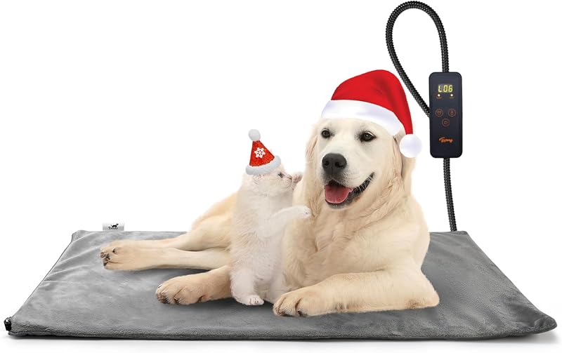 Toozey Dog Heat Pad 70x50 cm Adjustable Timer Temperature Waterproof Velvet