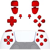 eXtremeRate Replacement D-pad R1 L1 R2 L2 Triggers Share Options Face Buttons, Chrome Red Full Set Buttons Compatible with ps5 Controller BDM-030 BDM-040 BDM-050 BDM-060 - Controller NOT Included