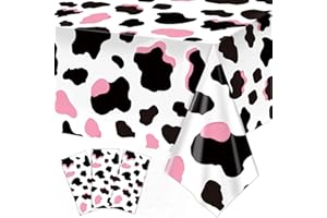 LINHAXM 3 Pack Pink Cow Print Tablecloth - Cow Birthday Party Table Cloth Cow Print Table Cover for Disco Pink Cowgirl Birthday Decorations Supplies, 108 x 54 Inch