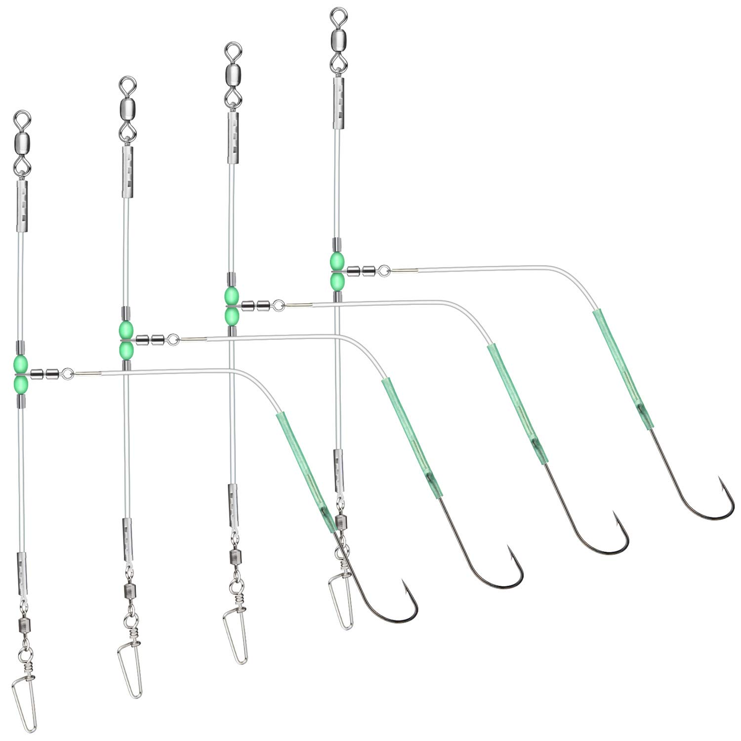 Rodeel 4 PCS Sea Fishing Rigs Flapper Rig One Positon with 2/0 Single Hook