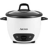 Aroma Housewares 6-Cup (Cooked) (3-Cup UNCOOKED) Pot-Style Rice Cooker (ARC-743G) , White