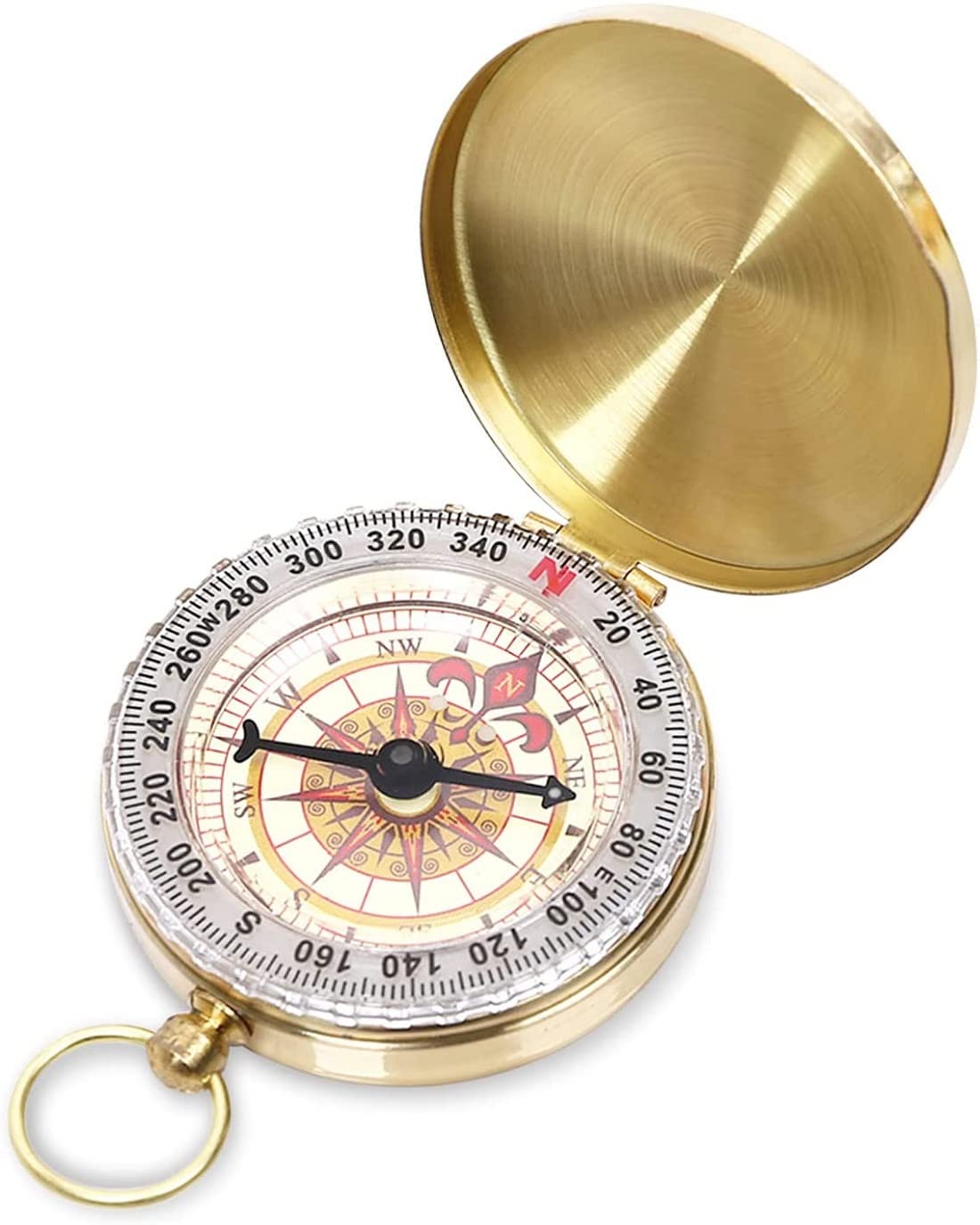 Eidyer Compass for Navigation, Vintage Pocket Waterproof Compass with Luminous Function, Pure Copper Shell, for Camping/ Orienteering/ Hiking/ Marching and Collection