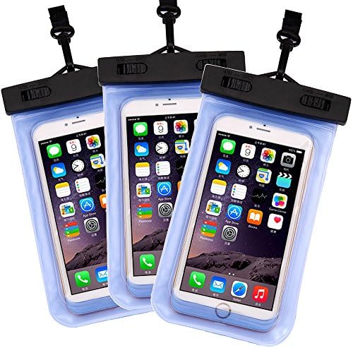 Kasio Waterproof Case for Cell Phone Upto 6-Inch, Blue (Pack of 3)