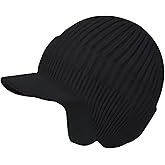 JHDESSLY Knit Beanies with Visor & Earflaps for Men and Women, Winter Hats Fleece Lined Hat Stocking Caps Soft Warm Headwear