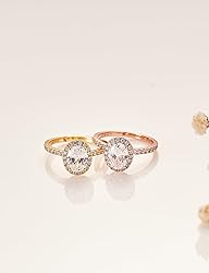 Oivley 1.5CT Oval Halo Engagement Rings for