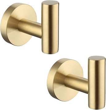 Kes Gold Towel Hooks Coat Robe Clothes Hook Self Adhesive For Bathroom Kitchen No Drill Wall Mounted Brushed Brass 304 Stainless Steel 2 Pack A2164dg Bz P2 Robe Towel Hooks Amazon Canada