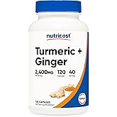 Nutricost Turmeric + Ginger Capsules with Bioperine, 2400mg Per Serving, 120 Capsules - GMO-Free, Gluten-Free, 40 Servings