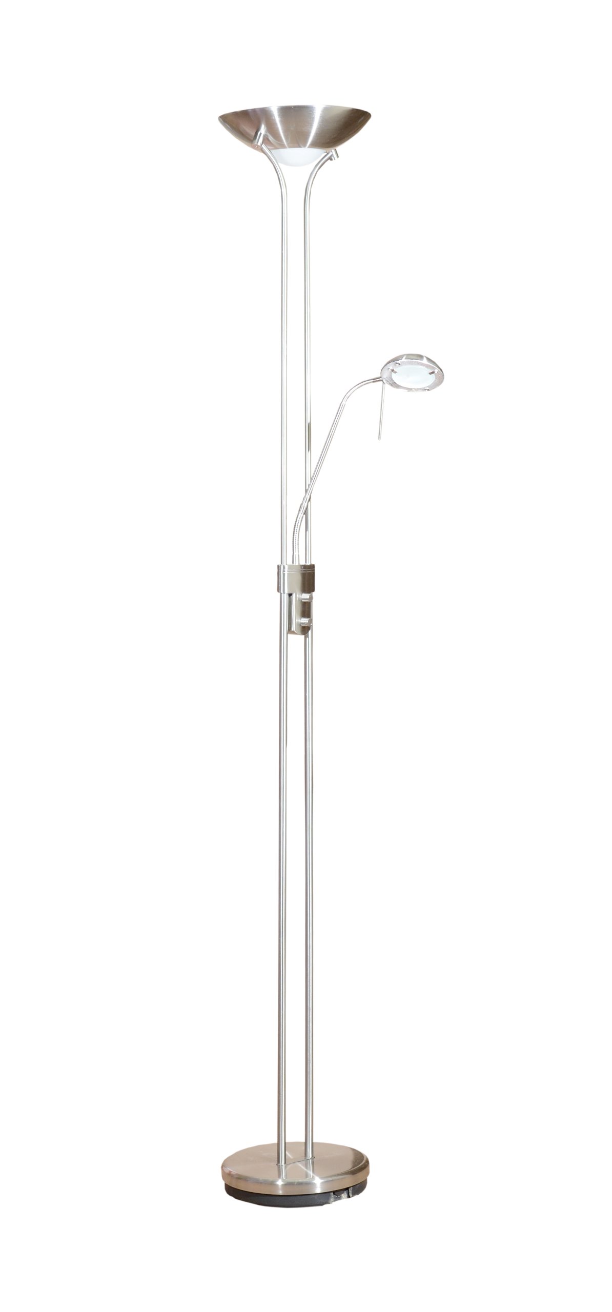 Endon Rome 230W & 33W Satin Chrome & Opal Glass Mother & Child Task Floor Light & Uplighter