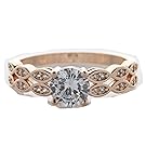 Split Shank Solitaire Rose Gold Plating Copper Ring White Gold Plating 1.0 CT 6.5 mm CZ Diamond Jewelry Cubic Zirconia YC7