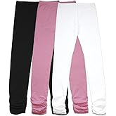 Bienzoe Stretch Girls Legging for School: Kid Toddler Yoga Dance Cotton Tights 3pcs Set