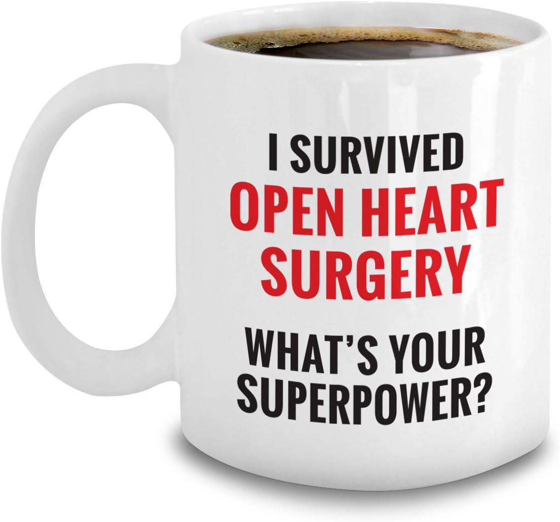 Gifts for Open Heart Surgery - I Survived Open Heart Surgery Mug - Funny Surgery Recovery Gifts