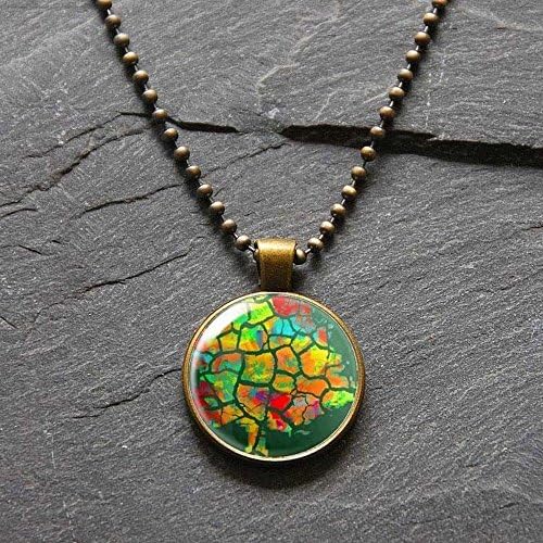Picture Pendant Necklace with a Tree Painting under a glass dome Bezel Pendant Art Photo Necklace by Ducky Rubin for StudioDjewelry