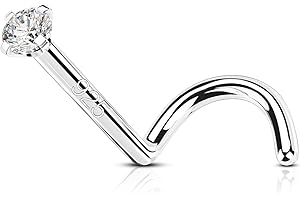 OUFER 925 Sterling Silver Nose Studs, 20G Nose Rings Studs, Tiny Round Shining CZ Nose Nostril Piercing Jewelry, Shining Nose